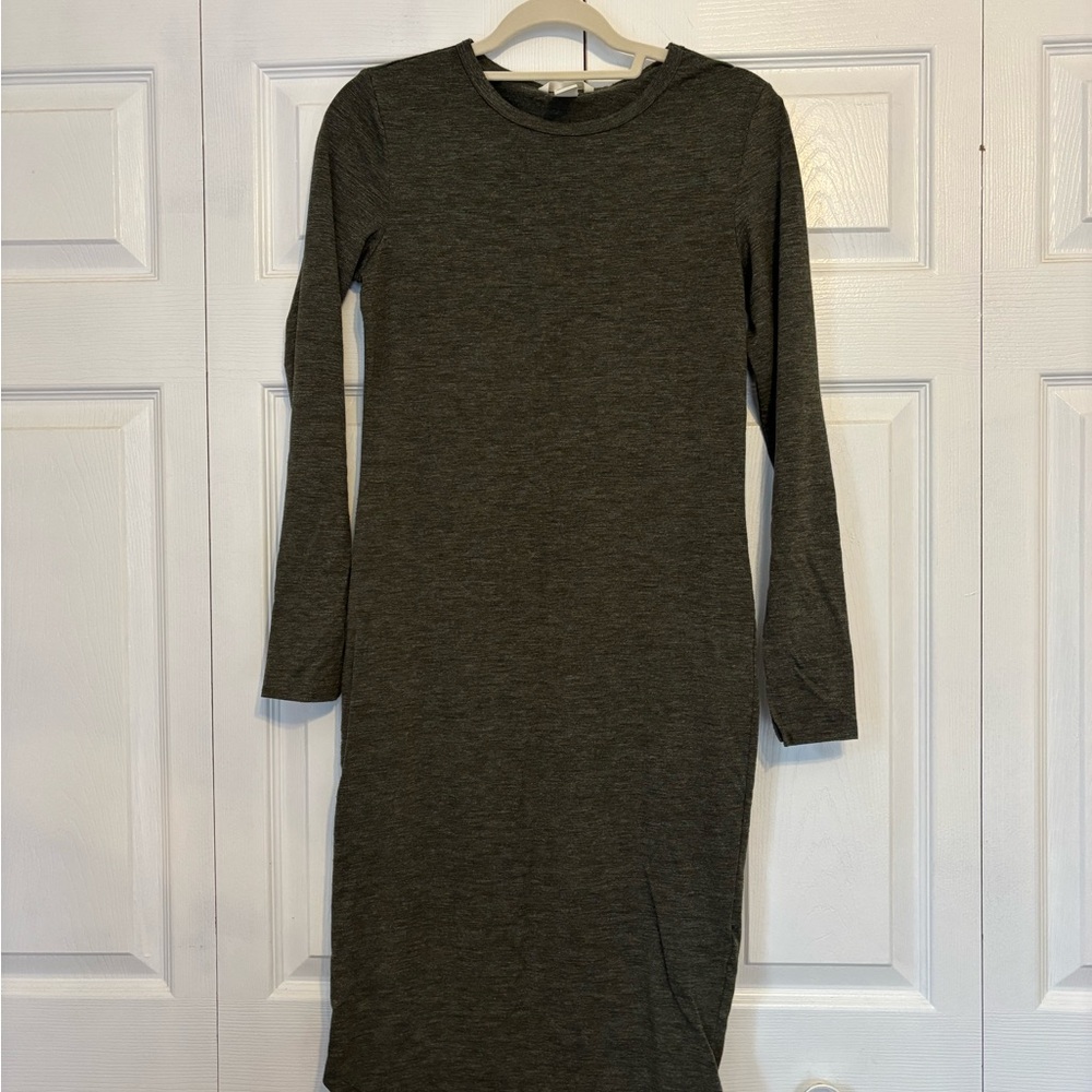 Green Jersey Long Sleeve Dress